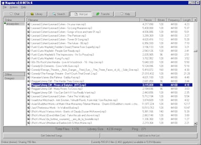 Interfaz de Napster a principios de siglo.