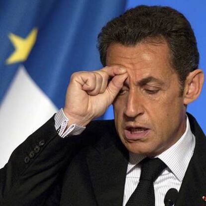 Nicolas Sarkozy, durante una comparecencia ayer en París.