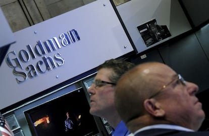 Empleados de Goldman Sachs en Wall Street.