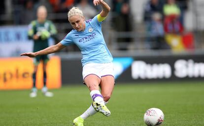 La capitana del Manchester City, Steph Houghton, esta temporada en la Súper Liga inglesa. 