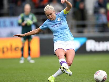 La capitana del Manchester City, Steph Houghton, esta temporada en la Súper Liga inglesa. 