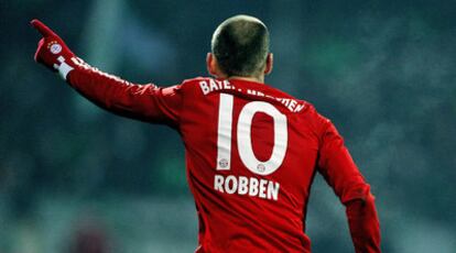 Robben festeja su gol frente al Werder Bremen.