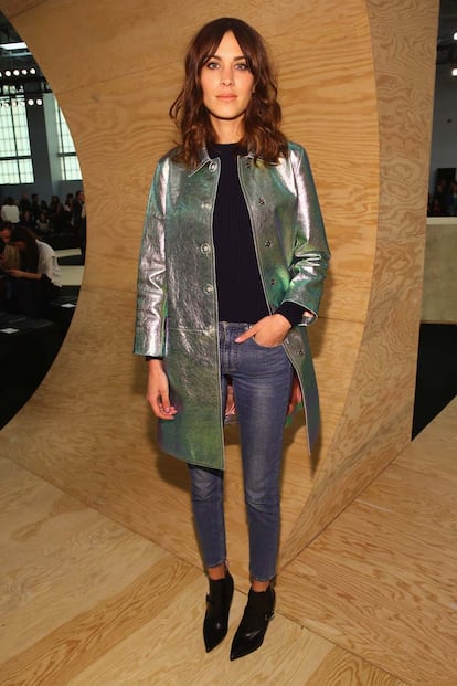 Cuando lleva jeans lo tiene claro: cuanto más pitillo, mejor. Este fue el look escogido para asistir al desfile Marc By Marc Jacobs otoño-invierno 2014/2015.