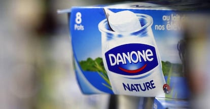 Yogur Danone, en un supermercado de Lanton (Francia).