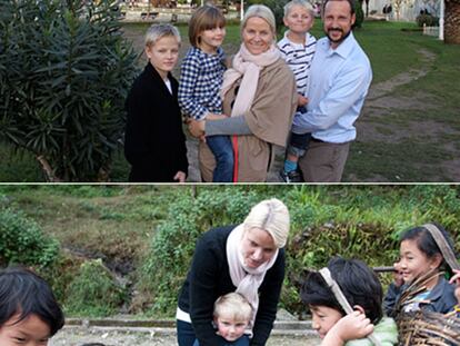 Los príncipes Mette-Marit y Haakon junto a sus hijos frente al museo de Hagia Sofía, en Estambul, y departiendo con unos campesinos asiáticos.