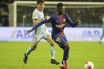 Dembele y Jozabed durante el partido de ida de octavos de final de la Copa del Rey.