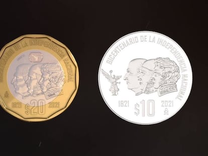 Monedas conmemorativas por el aniversario de la Independencia de México.