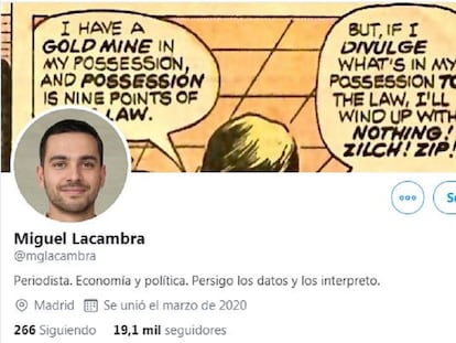 Cuenta de Twitter de Miguel Lacambra.
