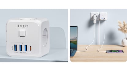 Este cubo de enchufes tiene un tamaño compacto muy fácil de colocar.