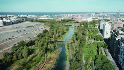 Uno de los proyectos (Con-fluir) para el parque de Desembocadura de Valencia.