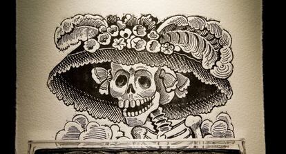Dibujo de Catrina, la representaci&oacute;n de la muerte mexicana m&aacute;s popular, de Jos&eacute; Guadalupe Posada.