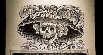 Dibujo de Catrina, la representación de la muerte mexicana más popular, de José Guadalupe Posada.