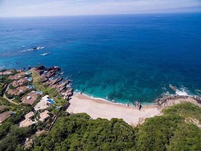 Vista aérea de Punta Mita, uno de los destinos más caros y lujosos de México.