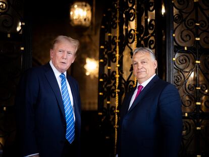 Donald Trump y Viktor Orbán, el jueves en Mar-a-Lago.