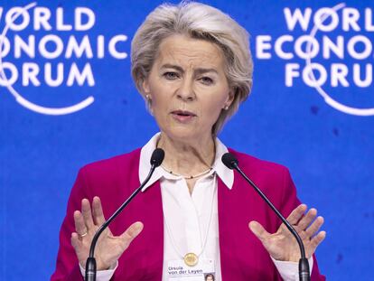 La presidenta de la Comisión, Ursula von der Leyen, este martes en el Foro de Davos.