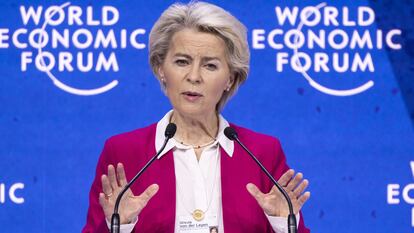 La presidenta de la Comisión, Ursula von der Leyen, este martes en el Foro de Davos.