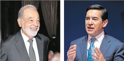 El empresario mexicano Carlos Slim (izquierda) y Carlos Torres, presidente de BBVA.