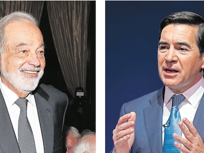 El empresario mexicano Carlos Slim (izquierda) y Carlos Torres, presidente de BBVA.
