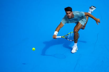 Carlos Alcaraz, en su partido de cuartos de final de este viernes ante Andrey Rublev en Cincinnati.