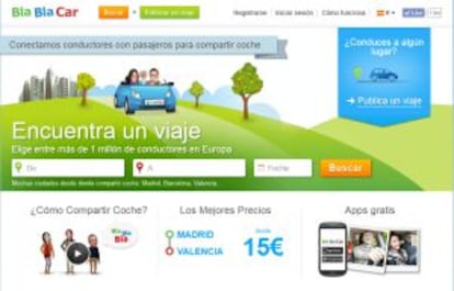 Web de Blablacar en España.