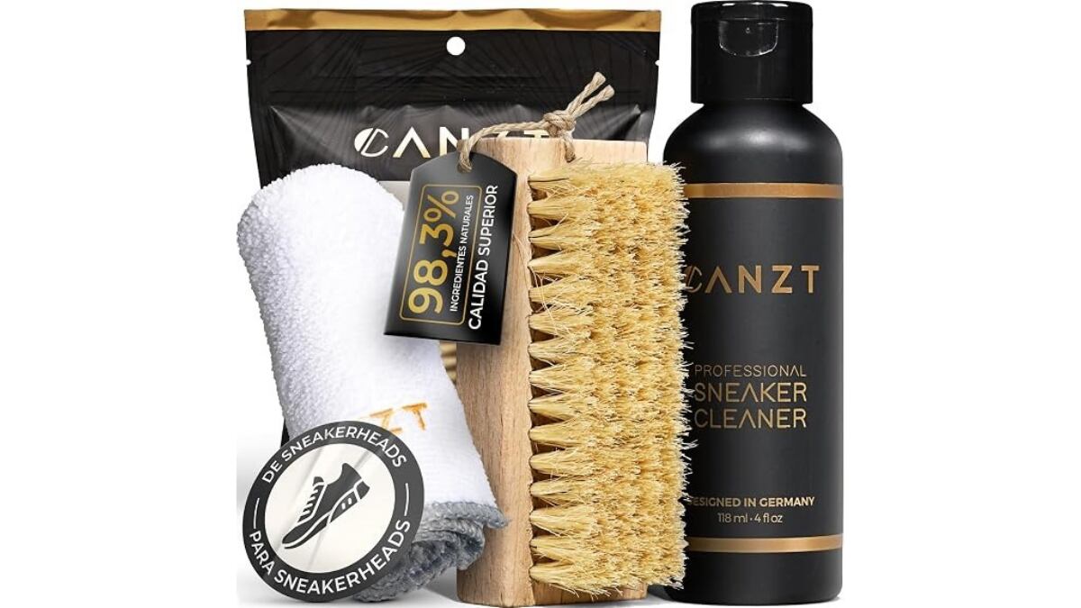 Kit de limpieza para calzado con fórmula suave y segura.
