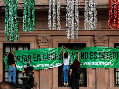 Celebración de la decisión de la Suprema Corte de Justicia de México, que declaró inconstitucional la penalización del aborto, en Saltillo, en septiembre de 2021.