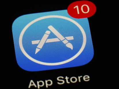 Logo de la App Store en la pantalla de un móvil. 