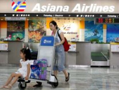 Mostrador de Asiana Airlines en el aeropuerto de Se&uacute;l.