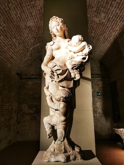 One of the sculptures exhibited in the Santa Maria della Scala Museum, in Siena.