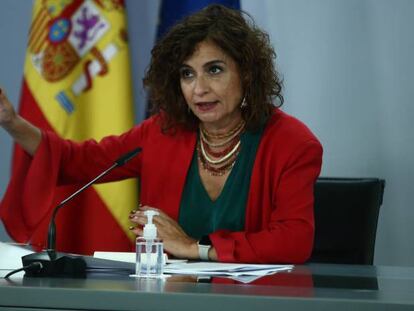 La ministra Portavoz y de Hacienda, María Jesús Montero, comparece en rueda de prensa posterior al Consejo de Ministros en Moncloa.