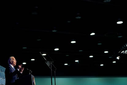 El presidente estadounidense, Joe Biden, en un acto en Detroit (EE UU) el domingo.