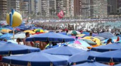 Las playas de Benidorm (Alicante) presentaban este aspecto el pasado puente festivo de agosto.