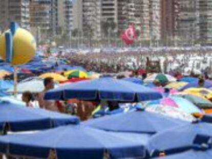 Las playas de Benidorm (Alicante) presentaban este aspecto el pasado puente festivo de agosto.