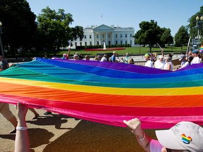 Manifestación del colectivo LGTBI ante la Casa Blanca, en Washington, en 2017.