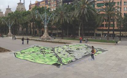 Imagen virtual del mapa gigante de la Barcelona del siglo XVIII que se colocará en el passeig Lluís Companys.