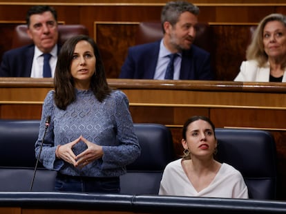 Ione Belarra e Irene Montero, el miércoles en la sesión de control al Gobierno en el Congreso.