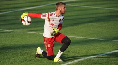 De Gea durante el entrenamiento de la selección este miércoles.