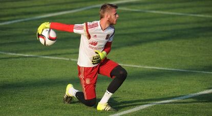 De Gea durante el entrenamiento de la selecci&oacute;n este mi&eacute;rcoles.