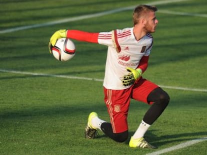 De Gea durante el entrenamiento de la selecci&oacute;n este mi&eacute;rcoles.