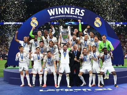 El Real Madrid, con su 15ª Copa de Europa en Wembley.