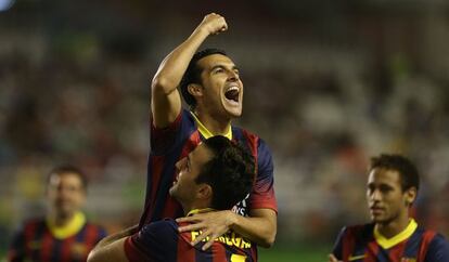 Pedro festeja un gol durante esta temporada.
