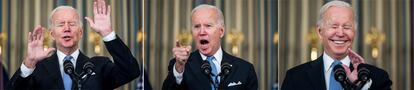 Joe Biden, durante la rueda de prensa en la Casa Blanca, este sábado.