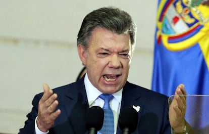 Santos, durante su discurso ante el Congreso.