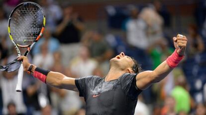 Nadal celebra su victoria frente a Coric.