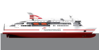 Maqueta del nuevo ferry de Trasmediterr&aacute;nea encargado a Vulcano.