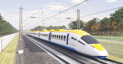 Recreación de uno de los futuros trenes de la línea Rail Báltica.