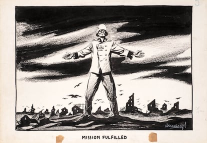 Mission Fulfilled 

«Misión cumplida», 1943-1945. Visto desde la propaganda
británica: el militarismo prusiano pasado por la criba nazi ante la
obra cumplida: la destrucción.
