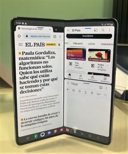 Entres la novedades del Galaxy Z Fold 5 está la posibilidad de dividir la pantalla en hasta tres ventanas simultaneas.