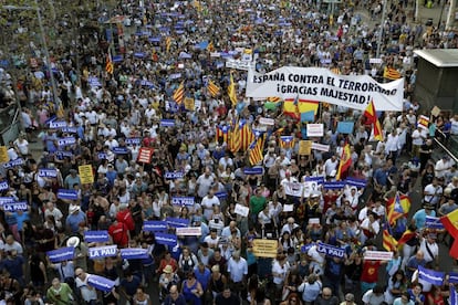 Manifestación contra los atentados yihadistas en Cataluña.