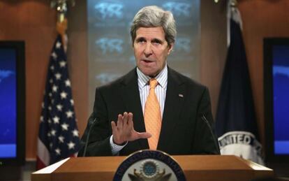 El secretario de Estado, John Kerry, durante la conferencia de prensa.